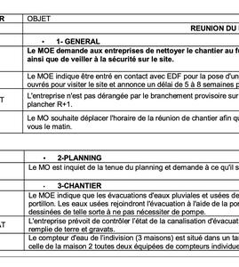 Compte rendu de réunion de chantier